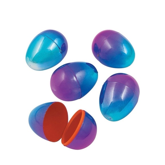 2" Two-Tone Metallic Plastic Easter Eggs - 12 Pc. - Picture 2 of 3